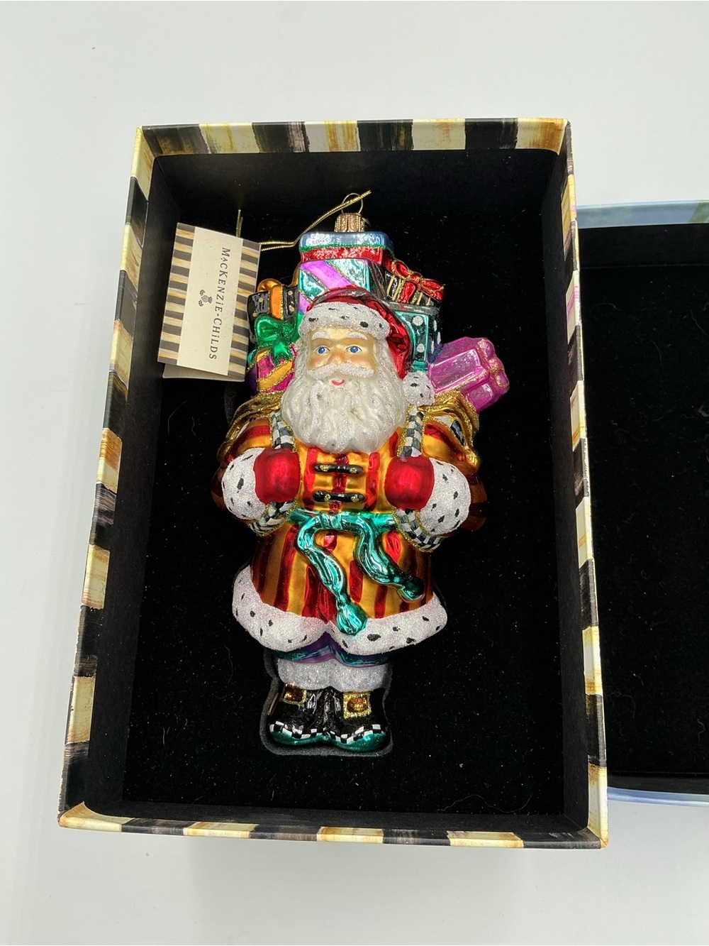 NEW MacKenzie-Childs Old Saint Nick Mouth-blown Glass Ornament Poland HTF NWT